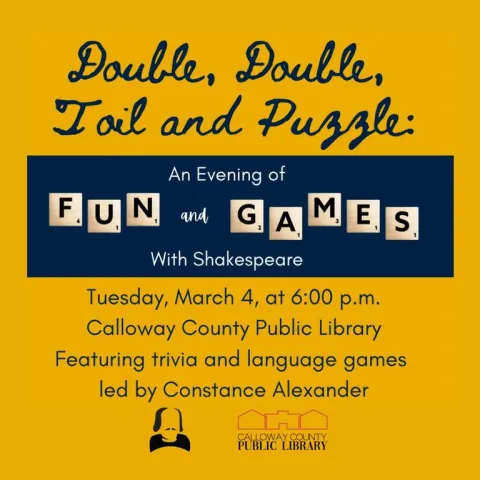 Murray Shakespeare Festival to host "Double, Double, Toil and Puzzle!"