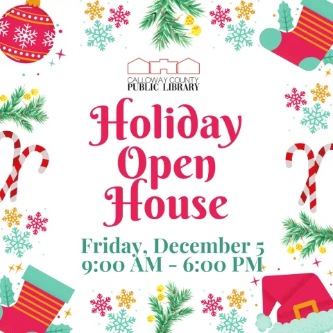 Holiday Open House flier with details about date and time. 
