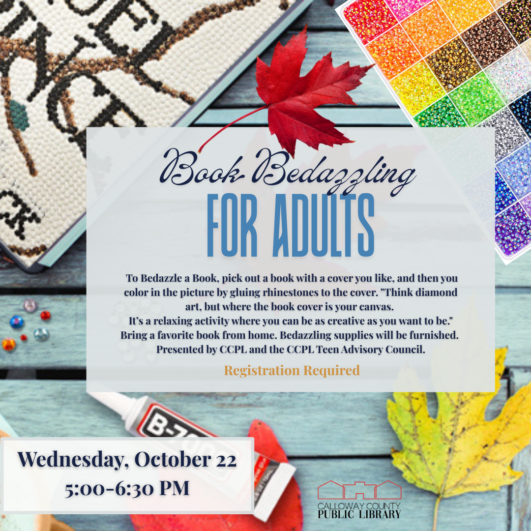 Flier for Book Bedazzling.  Fall leaves.  Bright beads.
